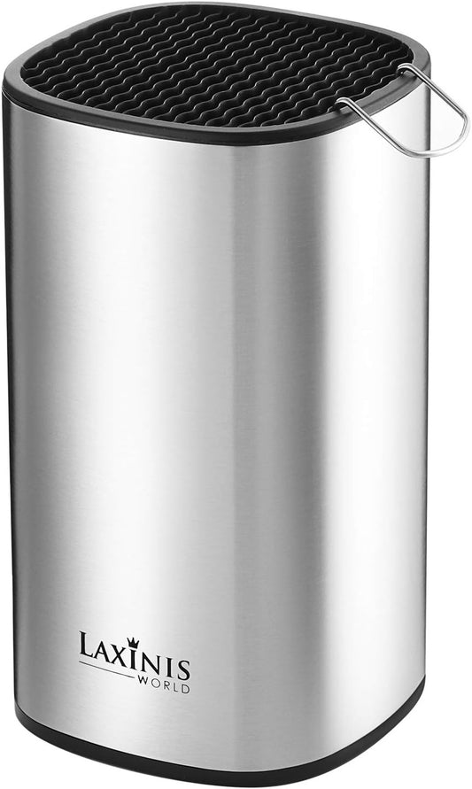 Universal Knife Block, Stainless Steel Knife Holder, Knife Organizer, Modern Rectangular Design, 8.5” by 5”(knives not included)