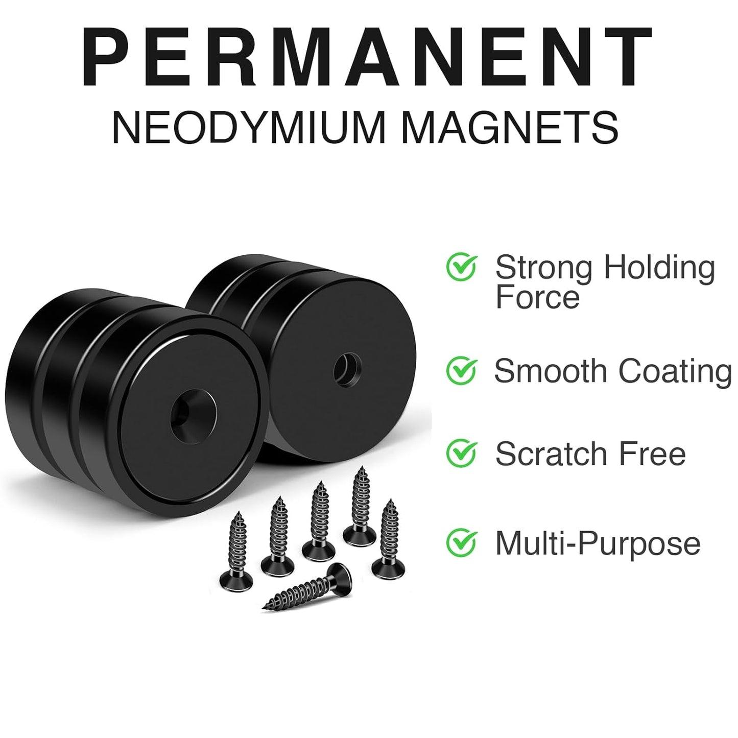 MIKEDE 12 Pack Neodymium Bar Magnets, 70LB Strong Rare Earth Mounting Magnet Heavy Duty, Rectangular Magnet with Countersunk Hole and Steel Capsule, Magnets Strips for Home, Garage - 2.36x0.53x0.2in