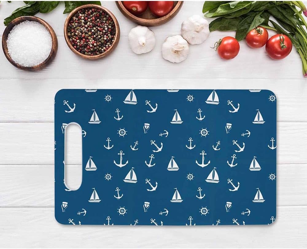 Coffee Set Cutting Board with Handles Coffee Maker Muffin Cup Flower Hot Drink Love Cutting Boards Plastic Safe Chopping Board for Kitchen 16" x 10" x 0.24"