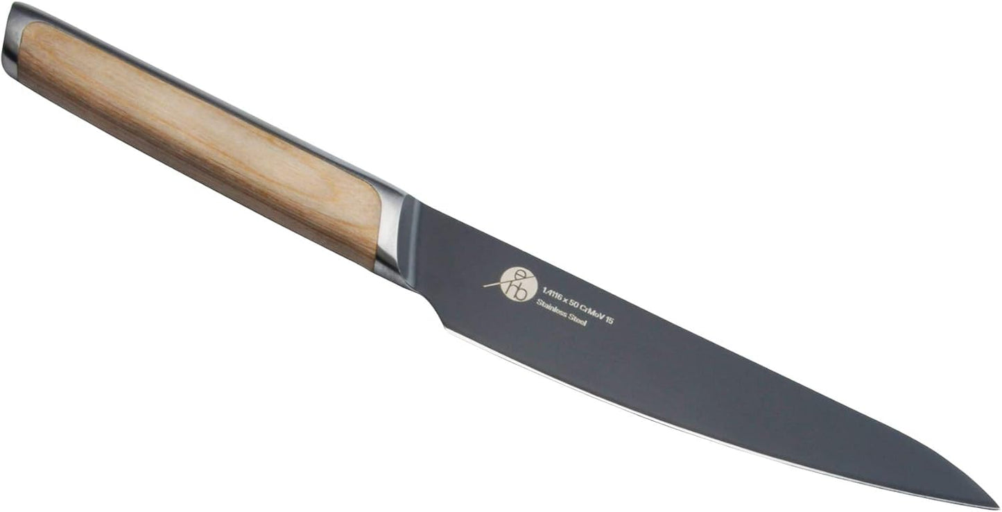 Everdure German Steel Professional Bread Knife, 10.55 Inch Serrated Edge Blade, Titanium Coated Blade with Pakka Wood Handle, Perfect Kitchen Knife for Slicing Bread Loaves, Bagels, Cake, and More