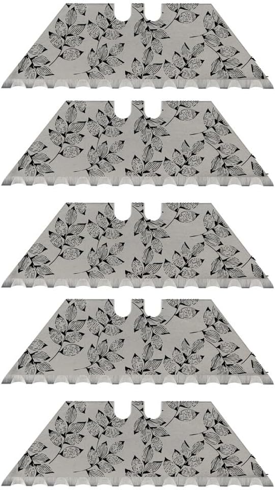 NDZ Performance Serrated Steel Blade Replacement for Utility Knife & Box Cutters, Custom Double Sided Laser Engraved Designs, Silver - Skull - 3 Pack