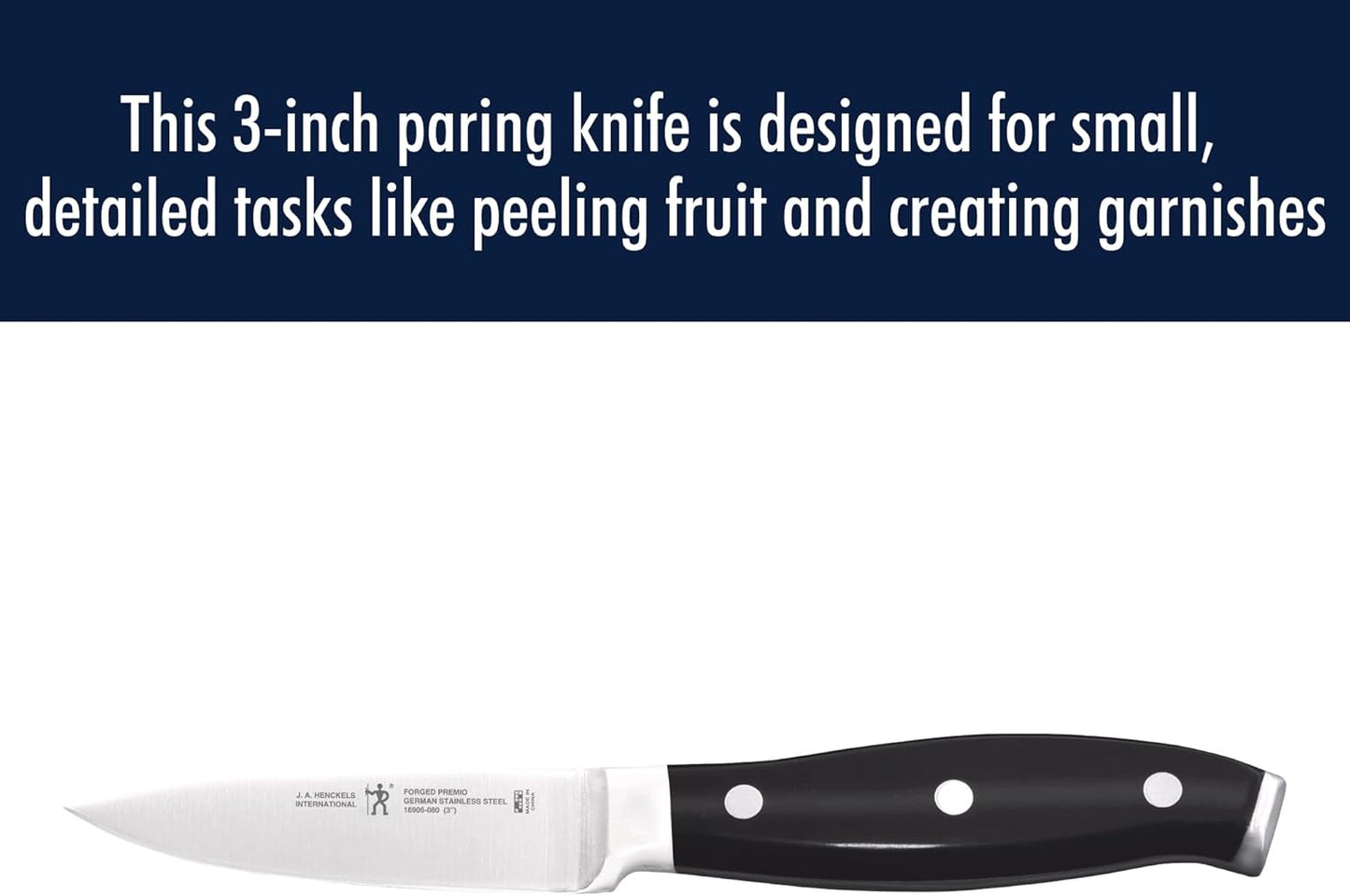 HENCKELS Forged Premio 3-inch Paring Knife, Black/Stainless Steel
