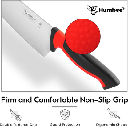 7.5-Inch Nakiri Knife, High Carbon Stainless Steel Hollow Grind Blade, Razor Sharp Edge, Ergonomic Non-Slip Handle, Cleaver Style, DT-50 Series, Orange