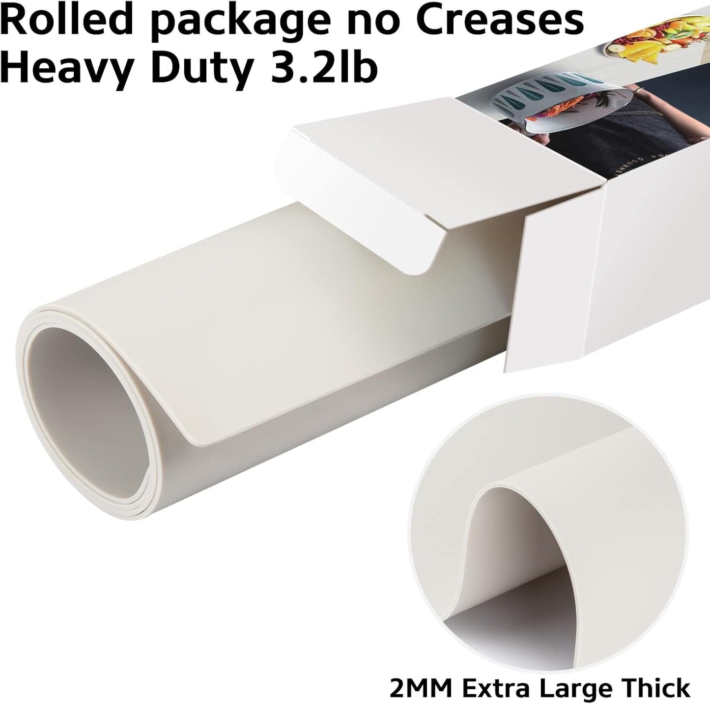 Silicone Mats for Kitchen Counter Thicker Extra Large Heat Resistant Mats Countertop Protector Liners for Bottom of Oven Air Fryer Coffee Maker, 24" x 16" x 2 mm, Translucent