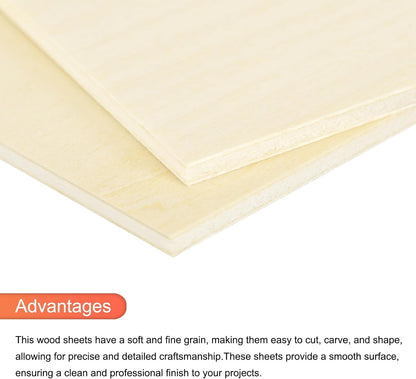 MECCANIXITY 3pcs Basswood Sheets 12 x 8 x 3/8 Inch Unfinished Wood Boards Plywood for DIY Crafts Laser Cutting with Smooth Surfaces