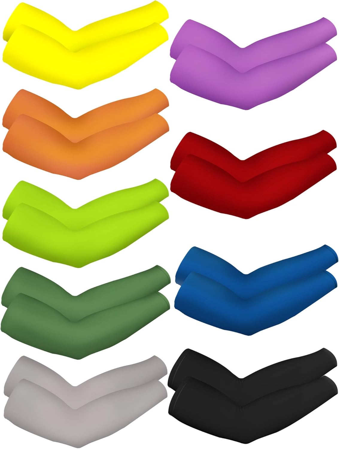Bememo 9 Pairs UV Protection Sleeves Cooling Sleeves Long Arm Covers Arm Sleeves for Men and Women