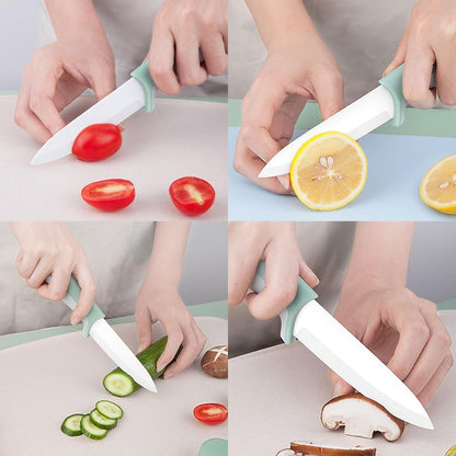3 PCS Colorful Knivies Set, 4 Inch Ceramic knife 3 PCS Knives with Zirconia Blade and Sheath Covers,use for meat fruit vegetable and bread (green blue and pink)