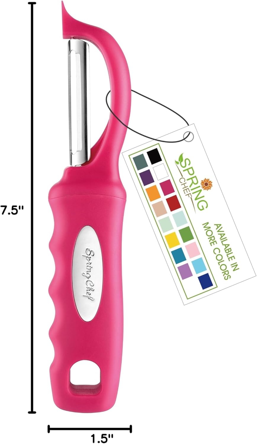 Spring Chef Premium Swivel Vegetable Peeler, Soft Grip Handle and Ultra Sharp Stainless Steel Blades - Perfect Kitchen Peeler For Veggie, Fruit, Potato, Carrot, Apple - Black