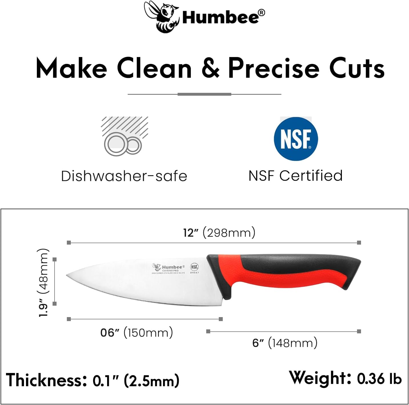7.5-Inch Nakiri Knife, High Carbon Stainless Steel Hollow Grind Blade, Razor Sharp Edge, Ergonomic Non-Slip Handle, Cleaver Style, DT-50 Series, Orange