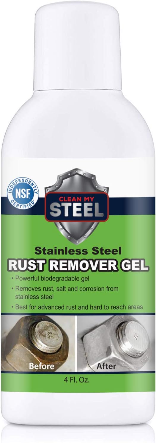 CLEAN MY STEEL Stainless Steel Rust Stain Remover Eraser Cleaner for Fridge, Outdoor BBQ Grill, from Metal Sink and Appliances, NSF Certified, Food Area Safe, 4 oz