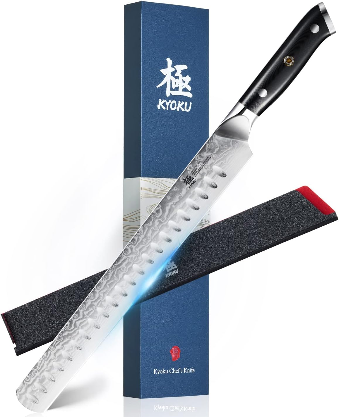 KYOKU 7 in. Japanese Fillet Knife, Shogun Series Fish Boning Knife with G10 Fiberglass Handle Damascus Steel Blade, Japanese VG10 Stainless Steel Full Tang Deboning, with Sheath & Gift Box