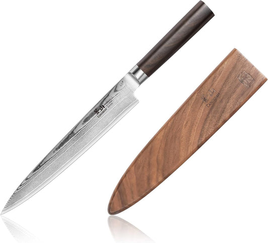 Cangshan HAKU Series 12-Inch Sashimi Knife with Sheath, Forged X-7 Damascus Steel, 501127