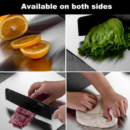 Titanium Cutting Board Set of 3 for Kitchen, Stainless Steel Double-Sided Food-Grade Cutting Boards for Meat Cheese Vegetable Fruit (S M L)