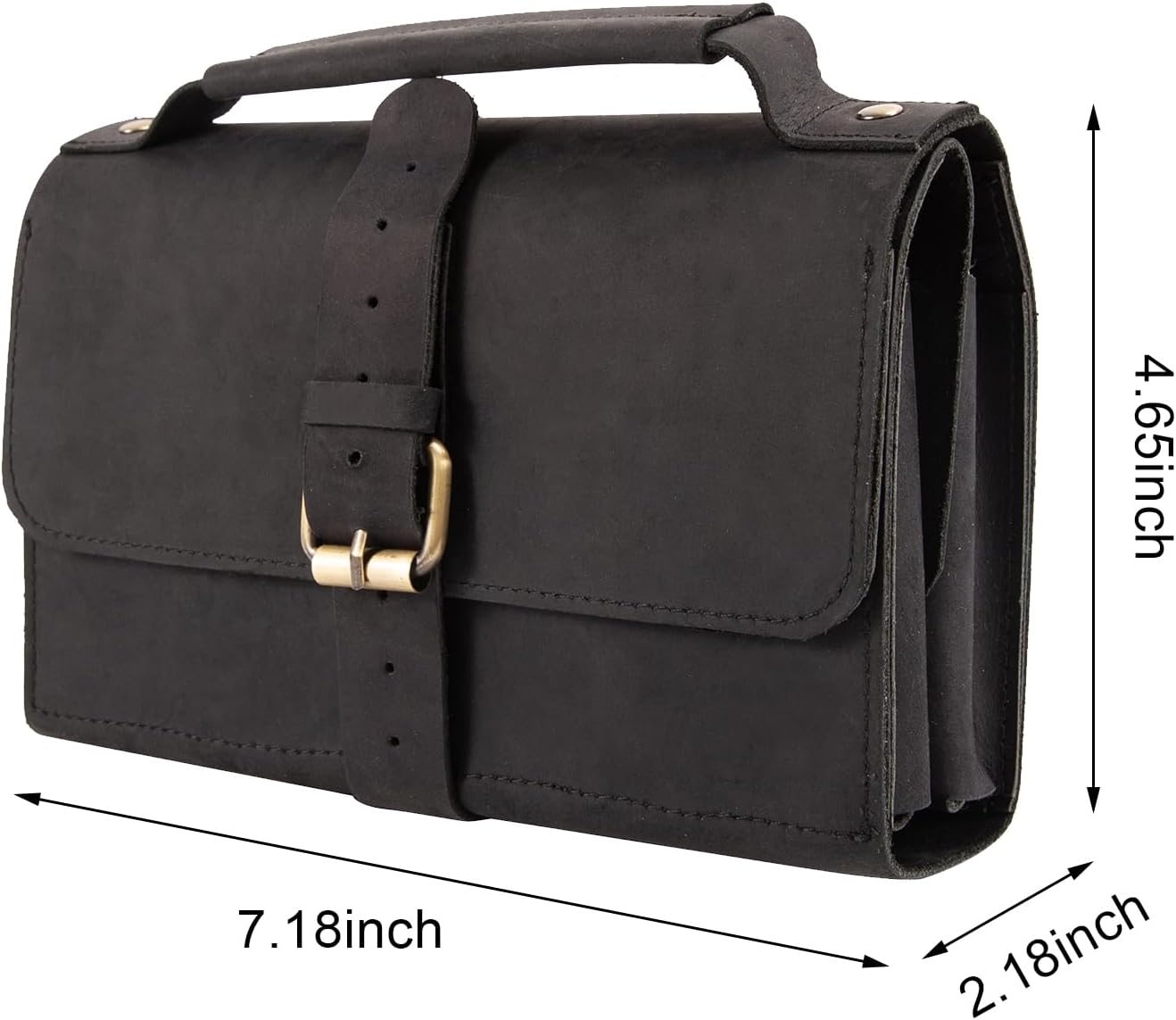 Pocket Knife Display Case, Genuine Leather Folding Knives Roll Bag Organizer with 8 Slots, 4×2×1 Inches Pocket Slots Storage Case Knife, Compact Knives Cases Gift for Collectors