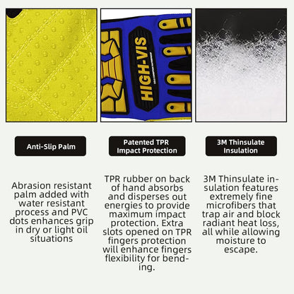 Seibertron High-Vis Series Cut Resistant Reducing Anti-Impact Mechanics Heavy Duty Safety Rescue Oil and Gas Gloves