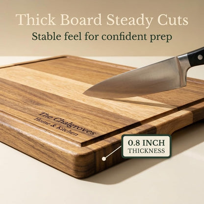 Indonesian Acacia Wood Cutting Board Set of 3 | Extra Thick 0.8″ Wooden Chopping Boards with Deep Juice Grooves | FSC Certified | Warp-Resistant & Knife-Friendly | Large, Medium & Small