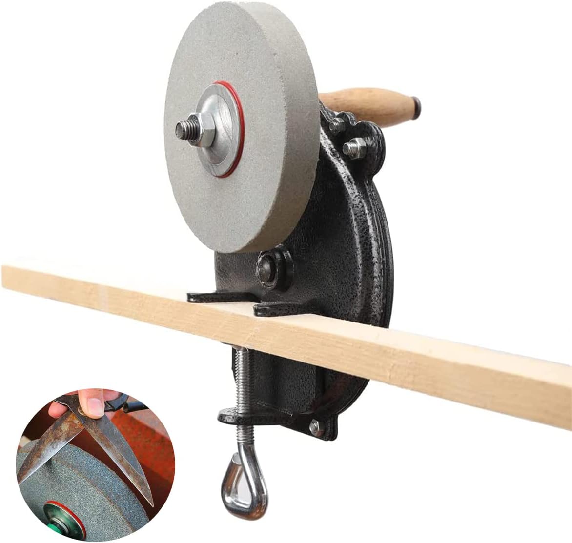Kitchen Knife Sharpener Hand-cranking Grinding Machine, Sharpener Tool for Kitchen Knives, Garden Tool Sharpener, 6 Inches DIY Polishing Machine Tool Grinder