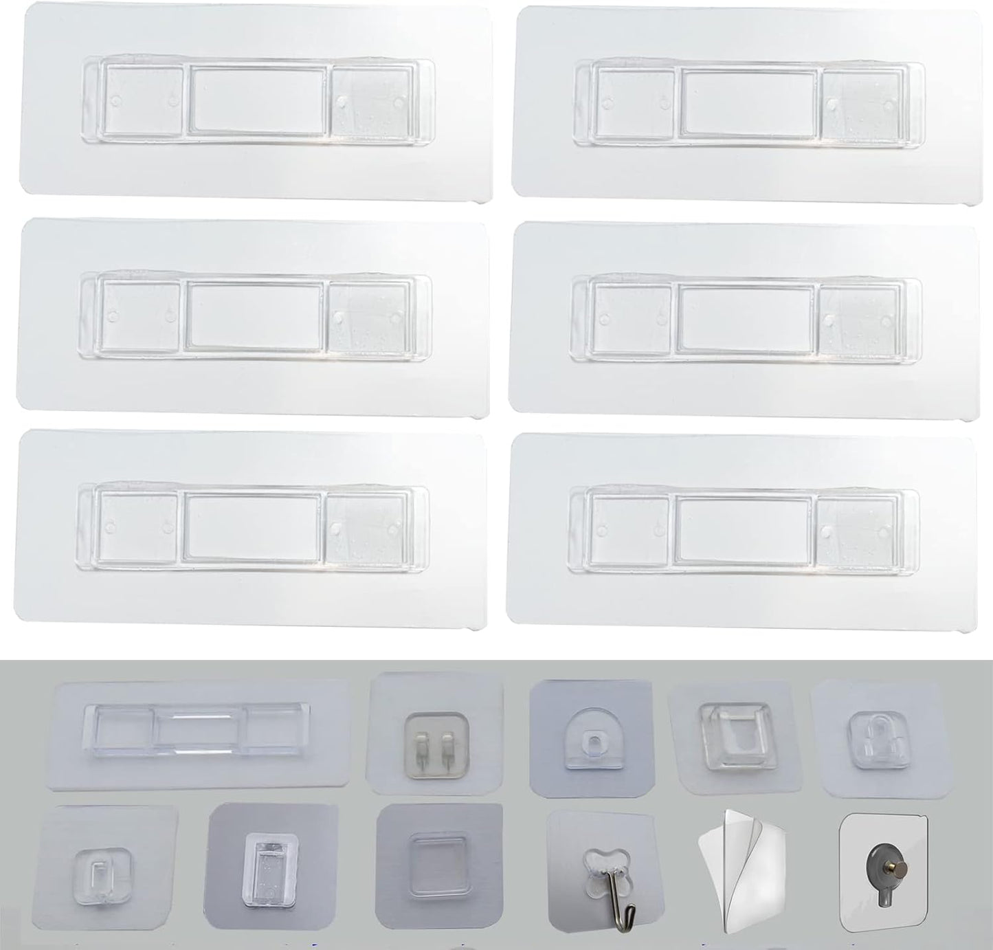 12 PCS Wall Mounted Replacement Sticky pads for Kitchen Bathroom Shower Caddy Organizer Rack Holder Nail Free Adhesive Hooks (Square)