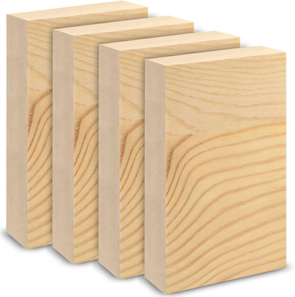 4 Pcs Unfinished Pine Wood Blocks, 3x10x1 Inch Wooden Block, Wood Carving Blocks for Crafting Home Crafts DIY Supplies Carving Crafting