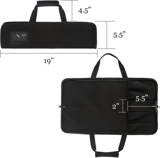 Tosnail 5 Slots Chef Knife Case Roll Bag with Easy Carry Handle - Yellow Line
