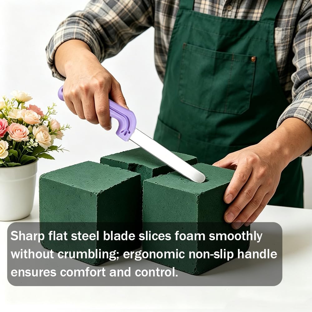 Tinsow Floral Foam Knife Florist Professional Cutting Knife for Flower Foam Block, Cake, Fruit, Utility Tool for Flower Clay Blocks (Light Purple)