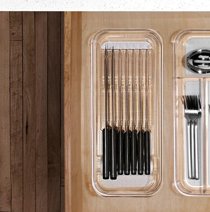 madesmart Premium Knife Drawer Organizer, In Drawer Knife Storage for 7 Knives, Clear Knife Tray for Kitchen Drawers, Space Saving Knife Block Alternative, Clear