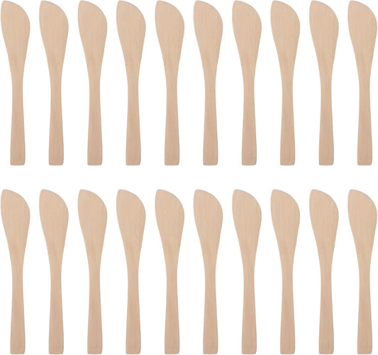 DOITOOL 20Pcs Wooden Butter Knife, 5.9 Inch Jelly Cheese Spreaders Bread Sandwich Jam Spreaders Mini Wooden Spatulas Dip Spreading Knives for Home Kitchen Restaurant