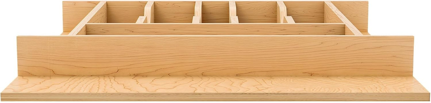 Rev-A-Shelf Natural Maple Right Size Utensil Insert Home Storage Kitchen Organizer 7 Compartment Drawer Accessory, 19 1/4" x 19 1/2", 4WCT-24SH-1