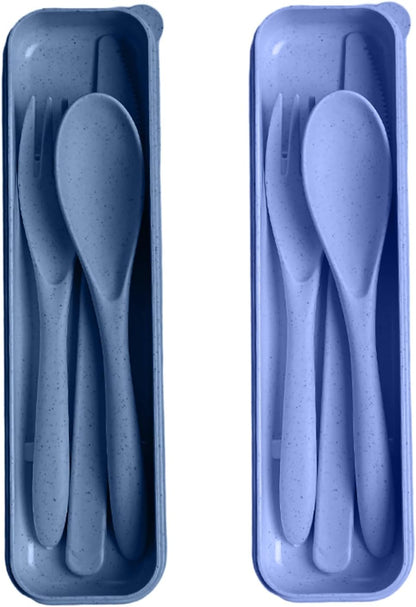 Pink Utensil set Travel Silverware with Case, 2 Sets Reusable Utensils Set with Case, Wheat Straw Utensils for Lunch Box Accessories, Camping Utensils for Work Lunch or Daily Use (Pink)