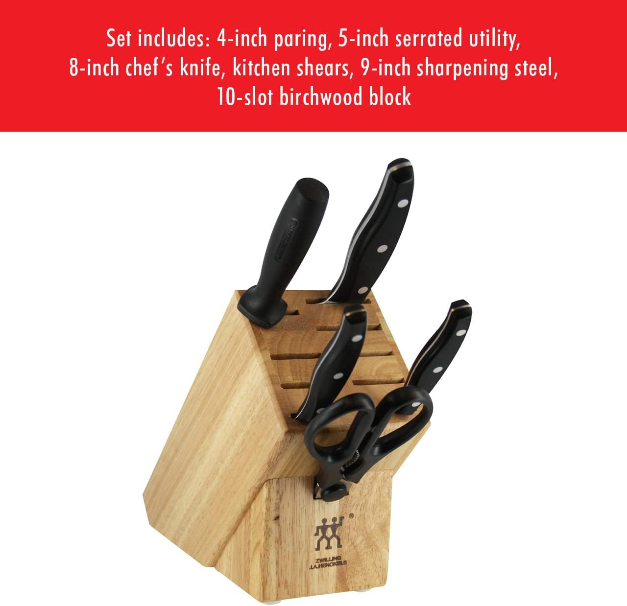 ZWILLING Twin Signature 11-Piece German Knife Set with Block, Razor-Sharp, Made in Company-Owned German Factory with Special Formula Steel perfected for almost 300 Years, Dishwasher Safe