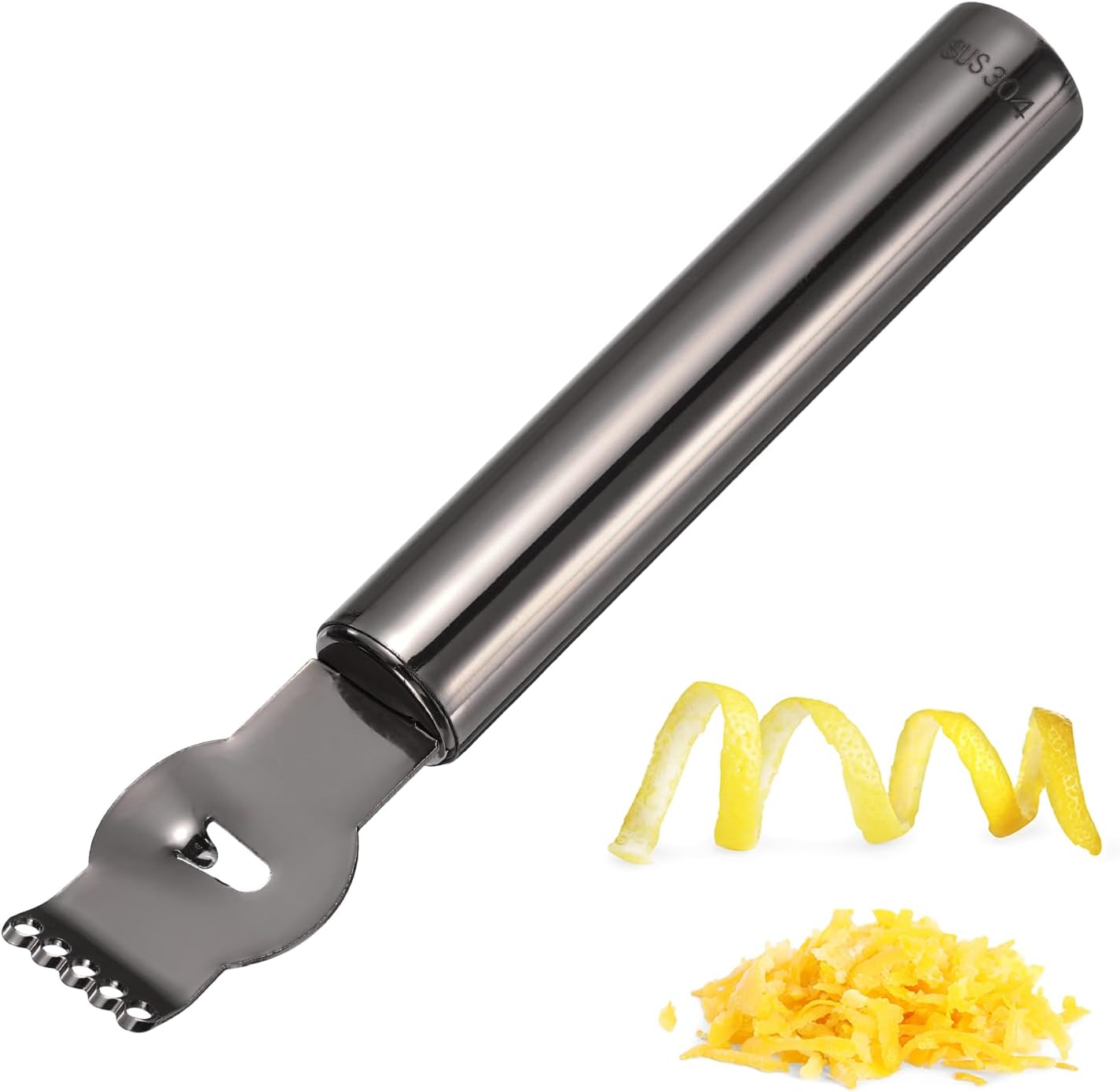 uxcell 2Pcs Lemon Zester Tool, Stainless Steel Citrus Zester with Channel Knife Grater Sharp Rind Twist Orange Peeler for Cocktail Garnishes Bar Kitchen, Silver