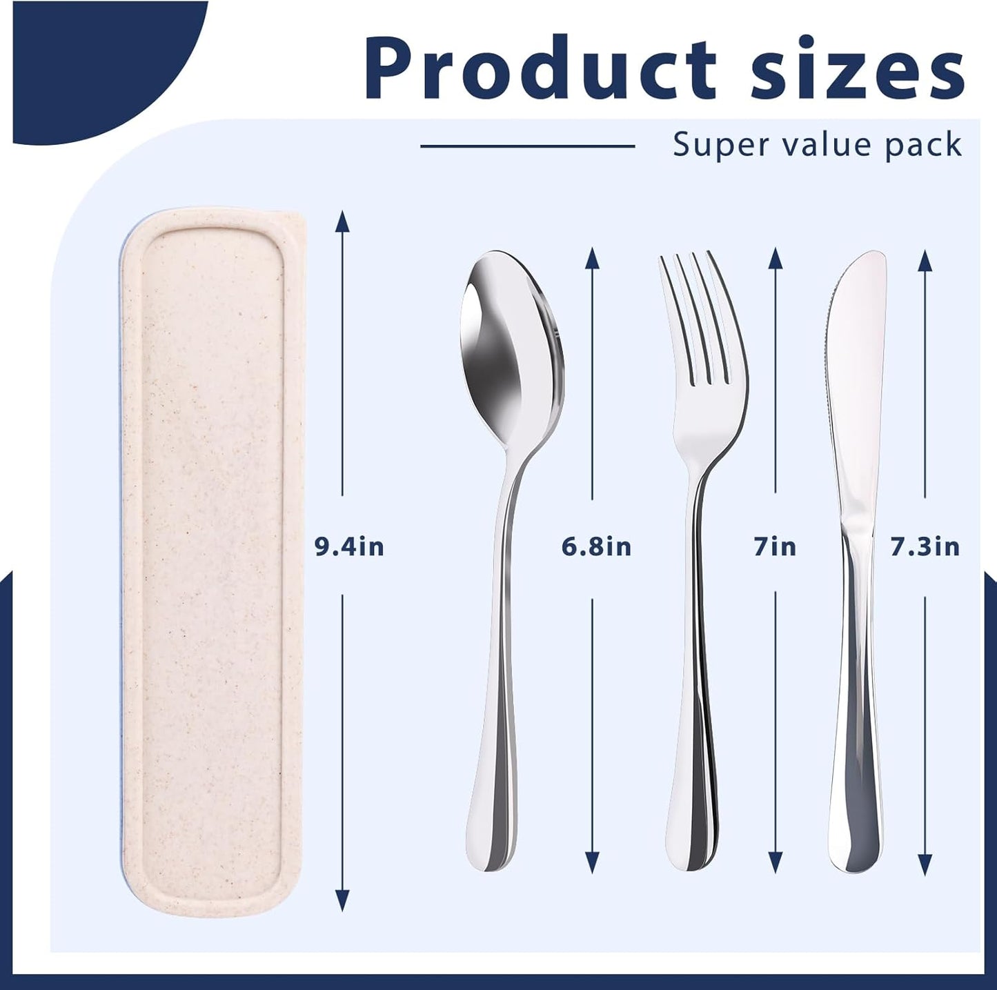 HANSGO Stainless Steel Travel Utensil Set with Case, 4-Piece Portable Knife Fork Spoon Set for Lunch Box, Office, School & Outdoor Use