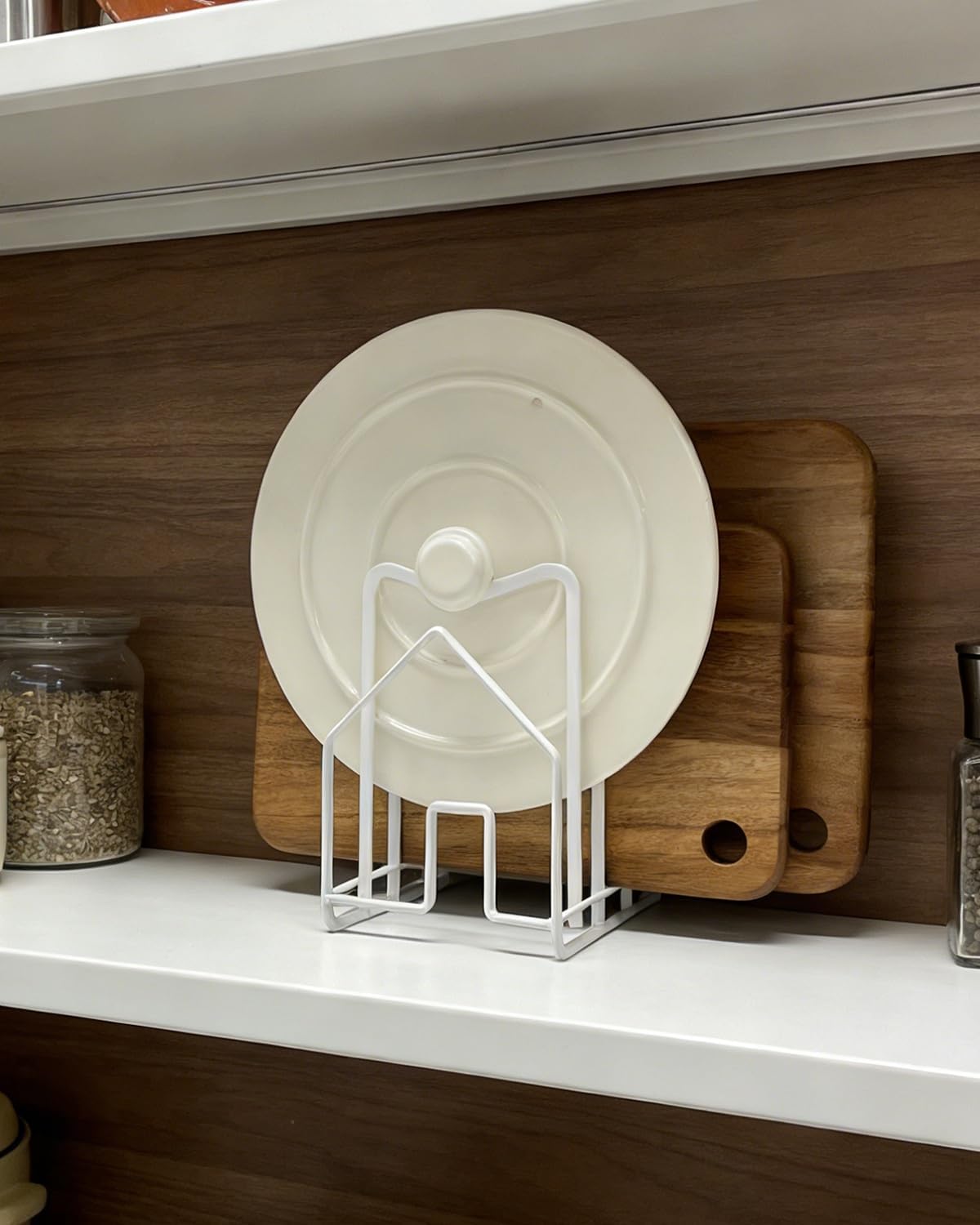 SUNFICON Cutting Board Rack Chopping Board Organizer Stand Holder Kitchen Countertop Pots Pan Lids Rack Organizer Flat Steel 4.92 x 5.7 x 8.47 in. Black