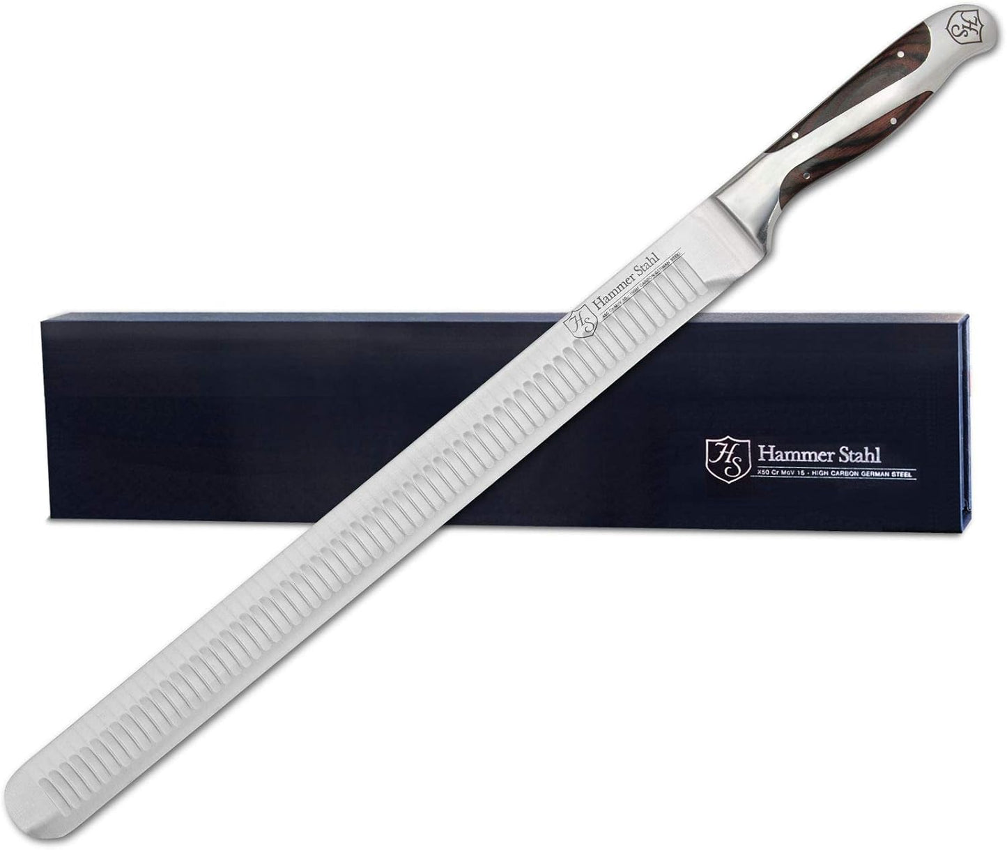 Hammer Stahl 10 Inch Slicer | German Forged High Carbon Steel | Brisket Slicing Knife with Ergonomic Quad-Tang Pakkawood Handle & Gift Box