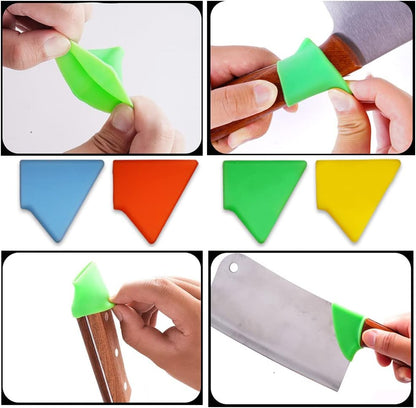 4 Pack Meat Cleaver Finger Grips Non Slip Silicone Sleeve Elastic Protective Cover Kitchen Knives Back Protector for Nakiri Knife Meat Cleaver Knife Butcher Knife Japan Knives