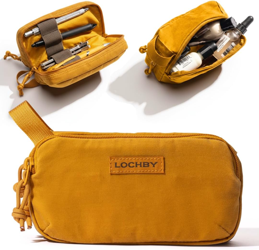 LOCHBY® Venture Pouch | Multipurpose Tactical Tool Bag | Water Resistant Waxed Canvas | Dual-Sided Zipper Pouch | for Motorcycle, Bike, EDC, Pen, Pencil, Art, Tech & Travel