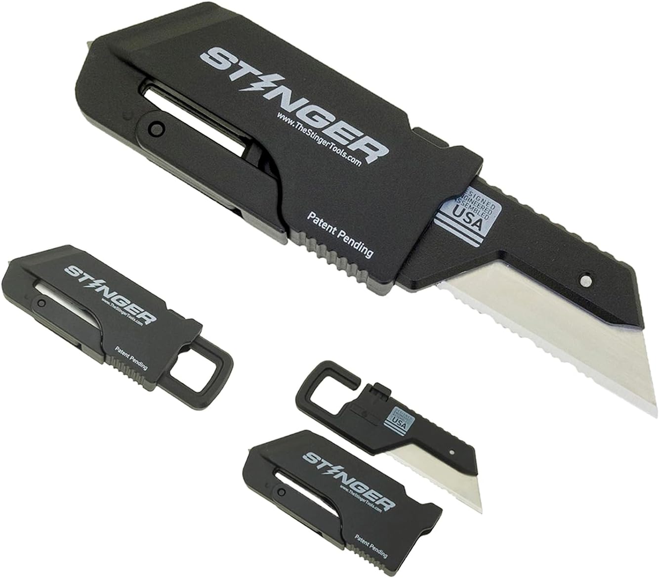 Stinger ResqBlade Emergency tool Pocket Knife, Utility Knife with Window Breaker Seatbelt Cutter, Box Cutter, with 3 Extra Partially Serrated Utility Blades