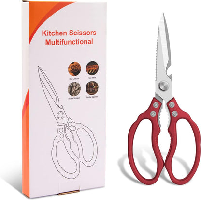 CGBE Kitchen Scissors All Purpose Heavy Duty, Ultra Sharp Stainless Steel Kitchen Shears Dishwasher Safe, Cooking Shears for Chicken, Poultry, Fish, Meat, Herbs & Grapes with Non-Slip Grips - Gold