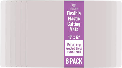 Better Kitchen Products Extra Thick Flexible Frosted Clear Plastic Cutting Mats, 12" x 18", Set of 6