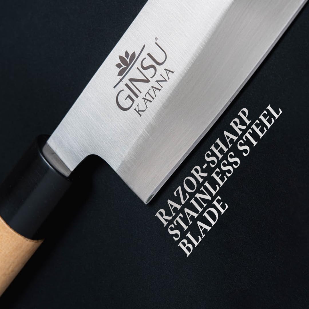 8" Gyuto Knife - Japanese Stainless Steel for Meat and Poultry - Maple Handle, Single Bevel