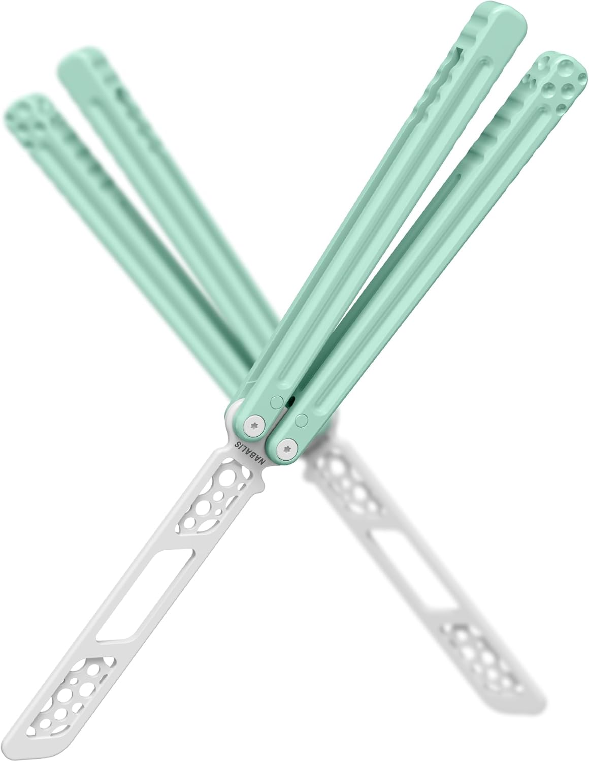 Nabalis Cheese Butterfly Knife Balisong Trainer, 6061 Aluminum, 420C Blade Material, Teflon-Coated, Public-Friendly Metal Trainer