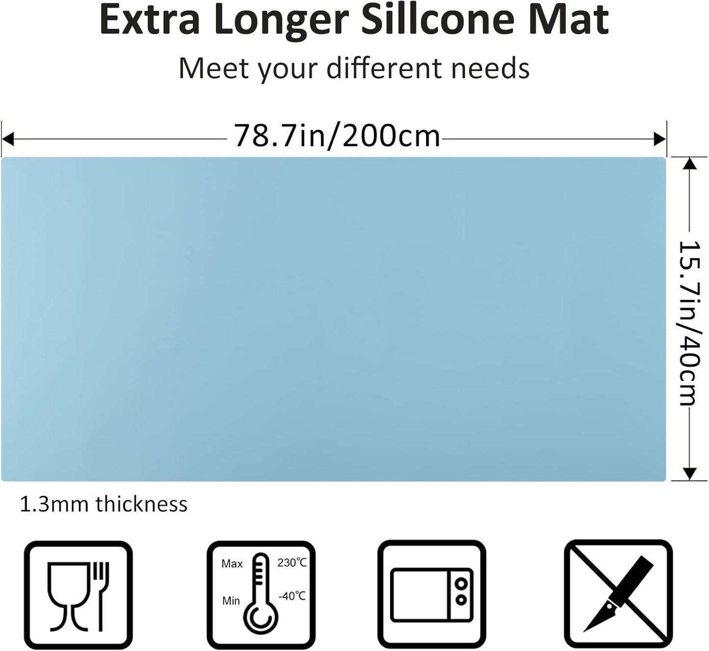 Silicone Mats for Kitchen Counter Thicker Extra Large Heat Resistant Mats Countertop Protector Liners for Bottom of Oven Air Fryer Coffee Maker, 24" x 16" x 2 mm, Translucent