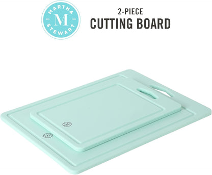 Martha Stewart Bpa Free Plastic Cutting Board 2pc Set (16" x 12" and 12" x 8") - Grey - Dishwasher Safe