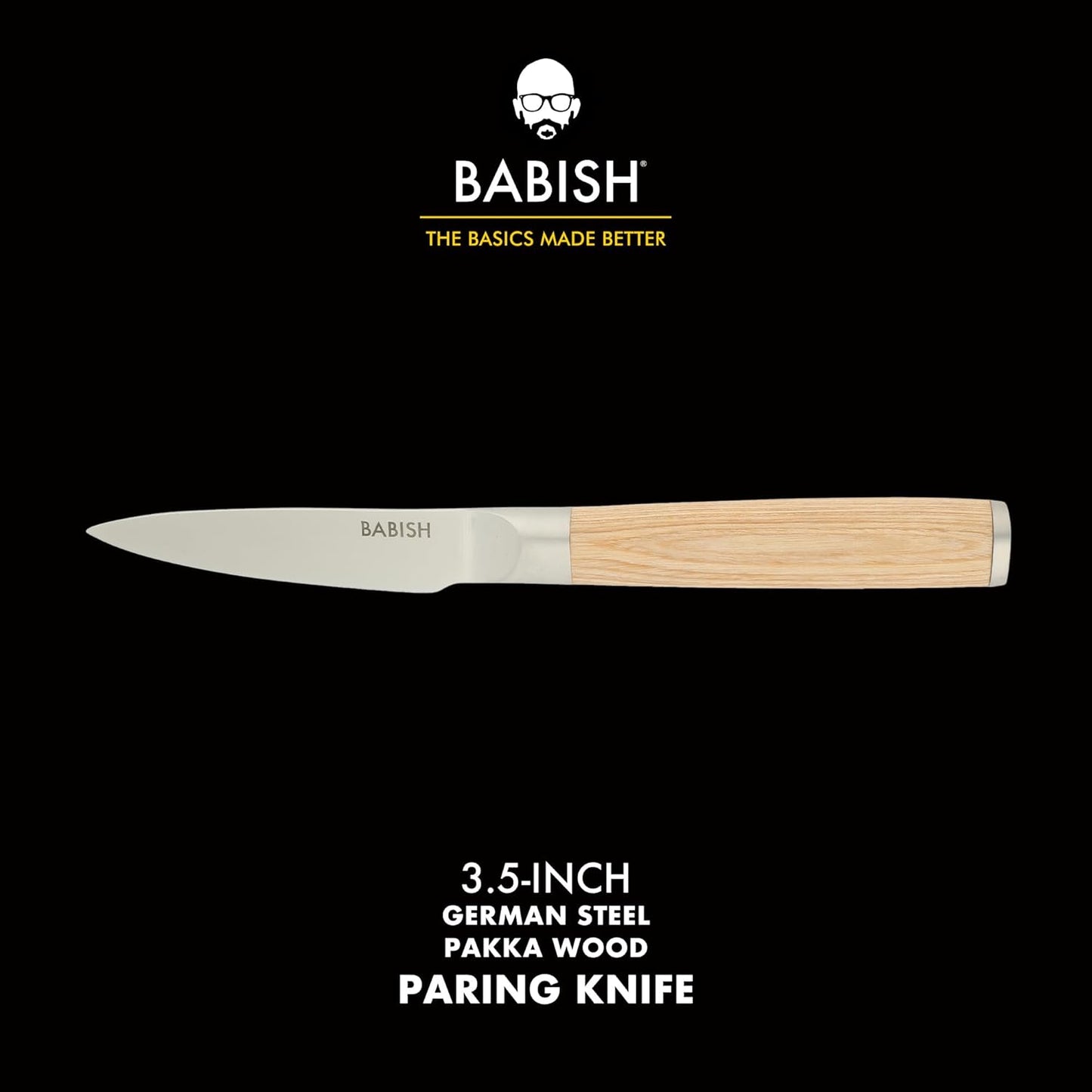 Babish 1.4116 German Stainless Steel Paring Knife – 3.5-Inch Precision Kitchen Knife for Peeling, Trimming & Prep Work, Full-Tang Blade