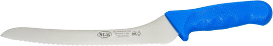 Winco 9" Commercial-Grade Serrated Bread/Pastry Knife with Offset Handle, Red