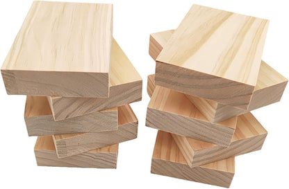 4PCS Rectangle Wood Boards Unfinished Wood Blocks for Crafting, 8x6x1in Blank Whittling Wooden Blocks for Wood Carving,Painting & Burning