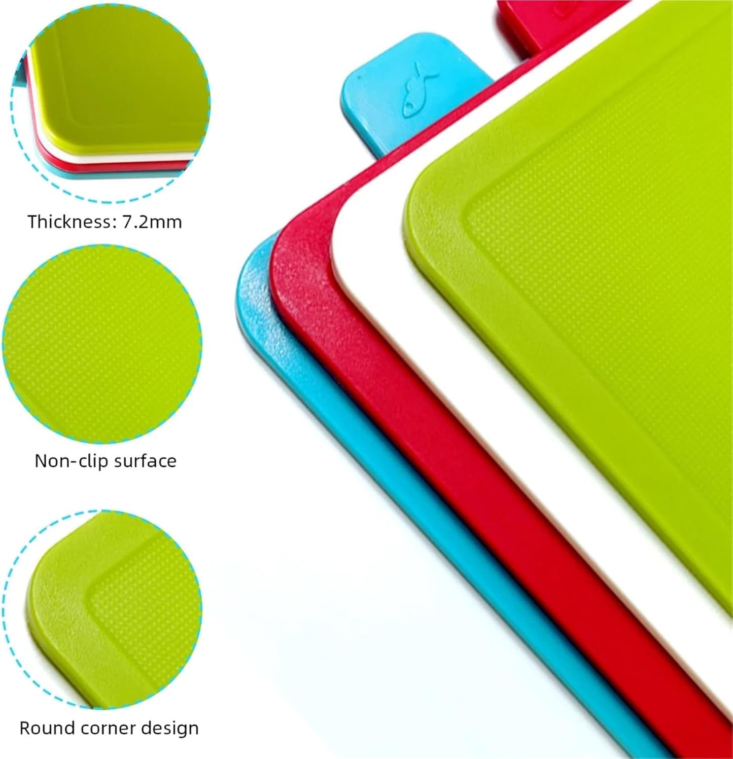 4-Piece Plastic Cutting Board Set with Holder for Kitchen, Dishwasher Safe (Christmas Theme)