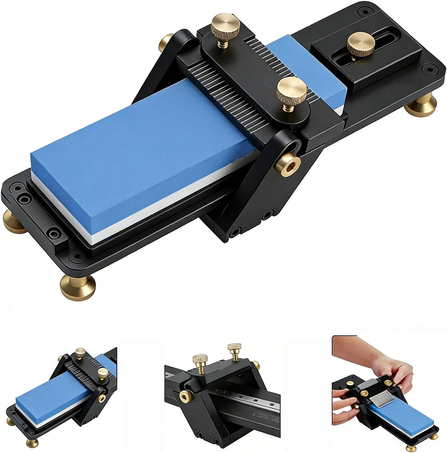 Chisel Sharpening Jig, Honing Guide Kit, Adjustable Fixed Angle Sharpener with Precision Grinding Frame, Whetstone Honing Set for Woodworking Chisels and Planes