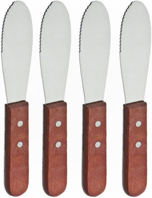 Great Credentials© Wide Stainless Steel Spreader Kitchen Knives for Sandwiches Butter Cheese set of 4