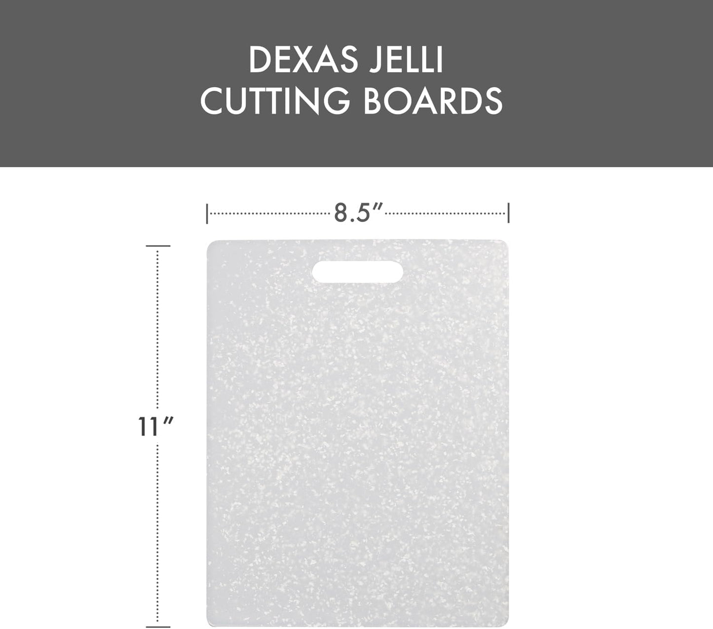 Dexas Classic Jelli Cutting Board with Handle, 9 by 15 inches, White Granite Pattern